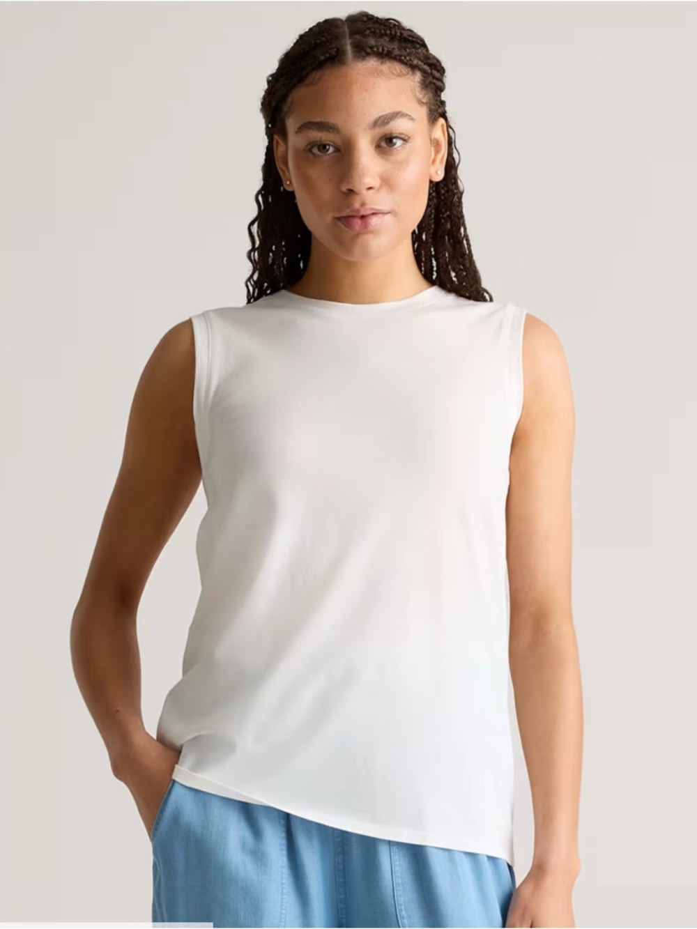 Quince Cotton Modal Muscle Tank White Size L